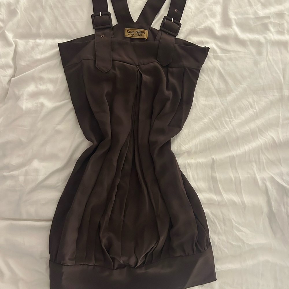 Karen Zambos Black Ruched Halter Mini Dress